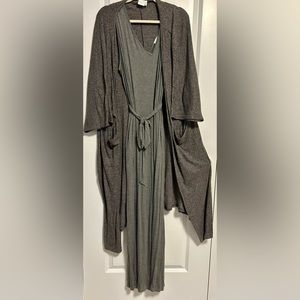 NWOT Grey Jumpsuit with Coordinating Long Sweater Size L